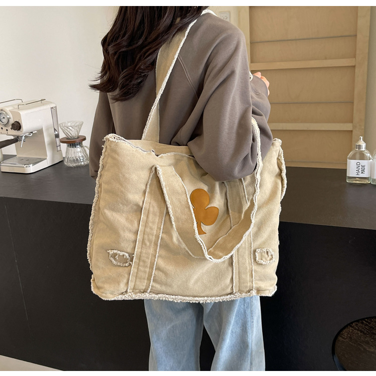 577g Weight Polyester Lining Material Sewing Thread Fashion Element Open Closure Type Double Handle Strap Type Tote Bag Bags Type Daily, Street, Shopping Occasion Canvas Material Solid Color Pattern All Seasons Season Women's Gender Streetwear Style Square Shape Large Size Women's Large Canvas Solid Color Streetwear Sewing Thread Square Open Tote Bag 20