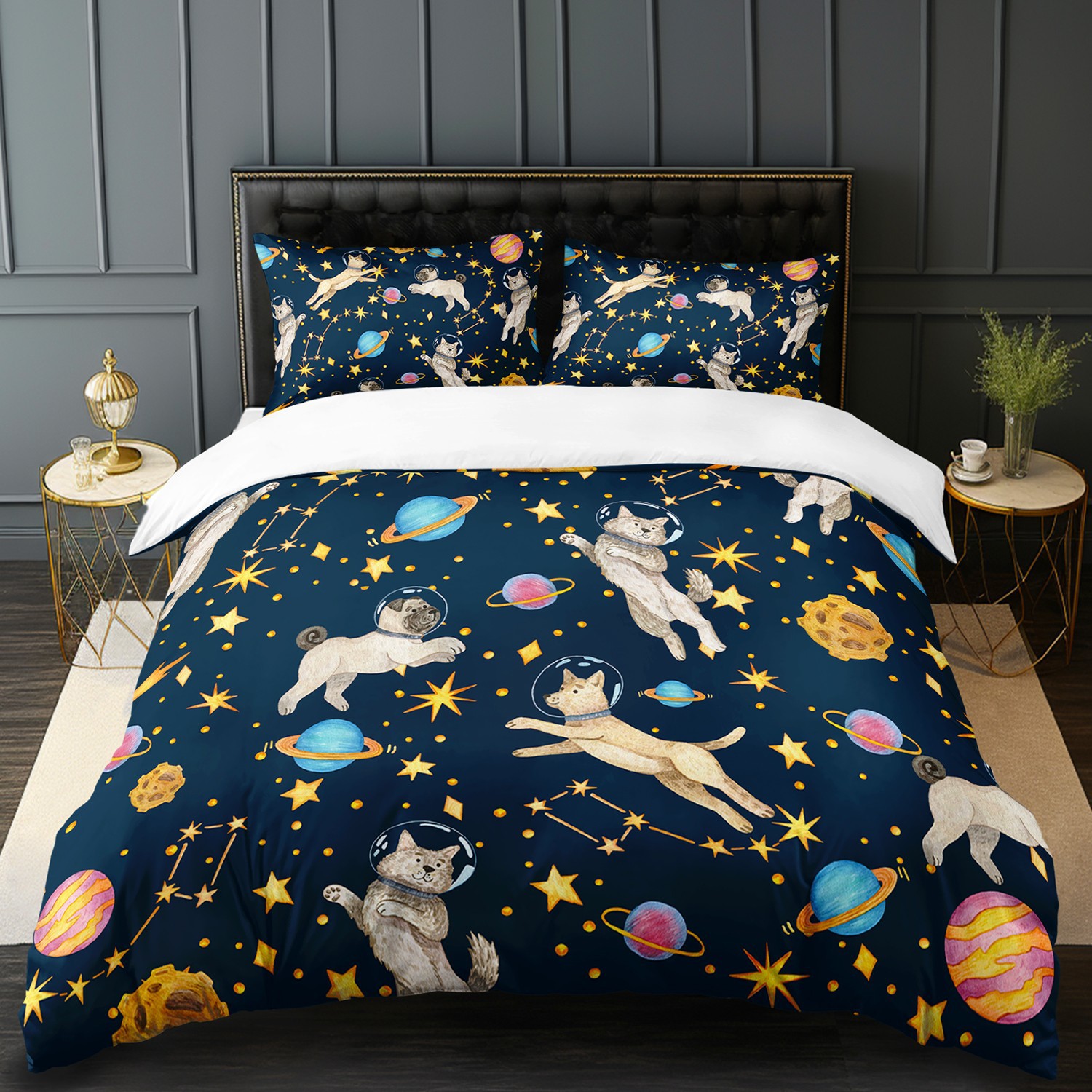 Fábrica de origen textil doméstico astronauta digital impresión set edredón suave piel respaldar TEMU / JIT