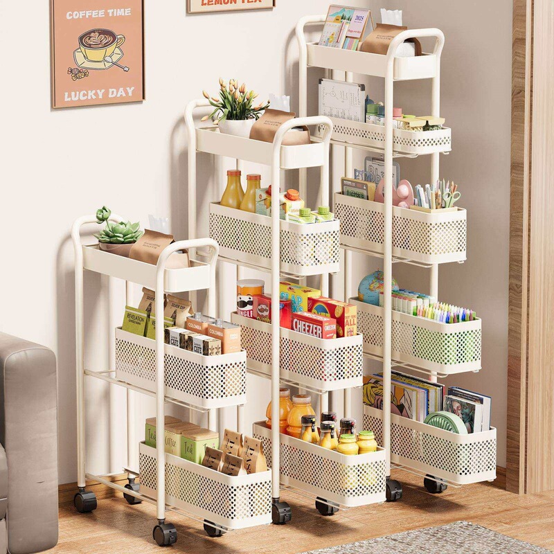 Kitchen Gap Cart Storage Rack, Ultra-Narrow Storage Cabinet, Refrigerator Side Spice Storage Rack, Bathroom Multi-Layer Shelf