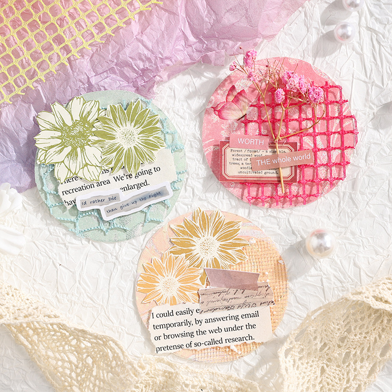 Paquete de materiales de collage de hilo ligero de malla de sombreado simple DIY material de decoración de malla jacquard hecha a mano sin adhesión