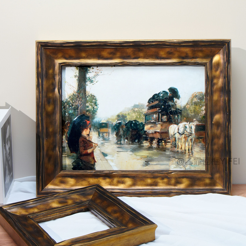 Bauhaus Post-Modern Style Oil Painting Silver Custom Wooden Framed Wooden Picture Frame Solid Wood Frame Self-Assembled Photo Frame Empty Frame