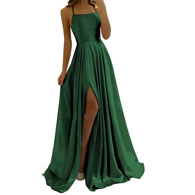 Comercio exterior europeo y americano Amazon AliExpress deseo vestido de noche de las mujeres sexy Correa split simple vestido largo