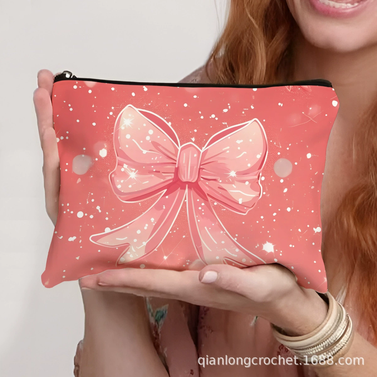 Полная версия бантовая печать буква молния косметичка Amazon принт Xiyin TEMU JIT настраиваемый