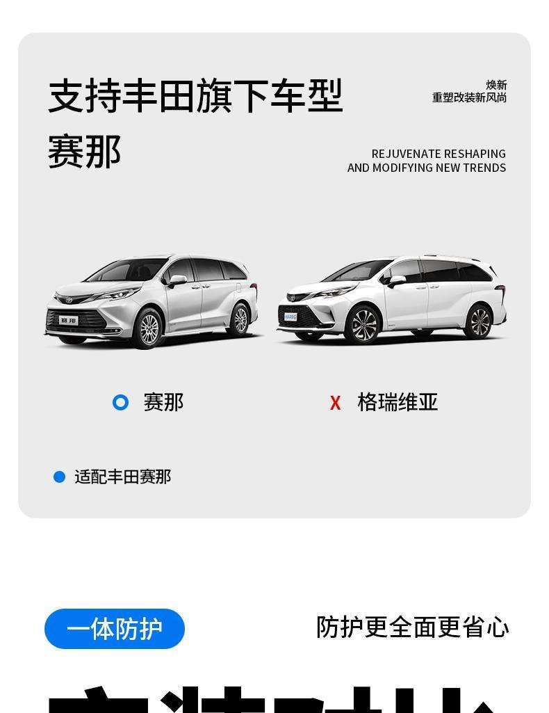 Suitable for Toyota Sienna Side Skirt Trim Strips, Modified Decorative Sienna Body Trim Strips, Grevia Special Accessories, Exterior Decoration