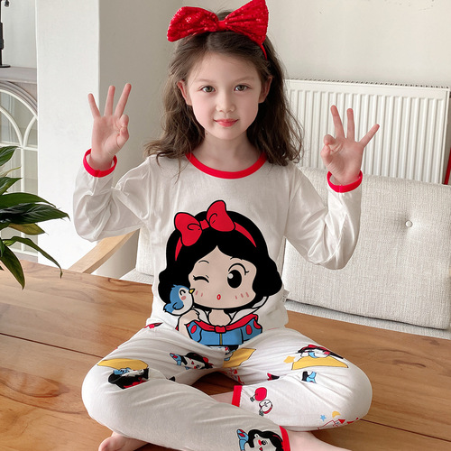 Girls' pajamas, children's pajamas, summer pure cotton thin baby air-conditioning clothing set, modal home clothing, medium and large children