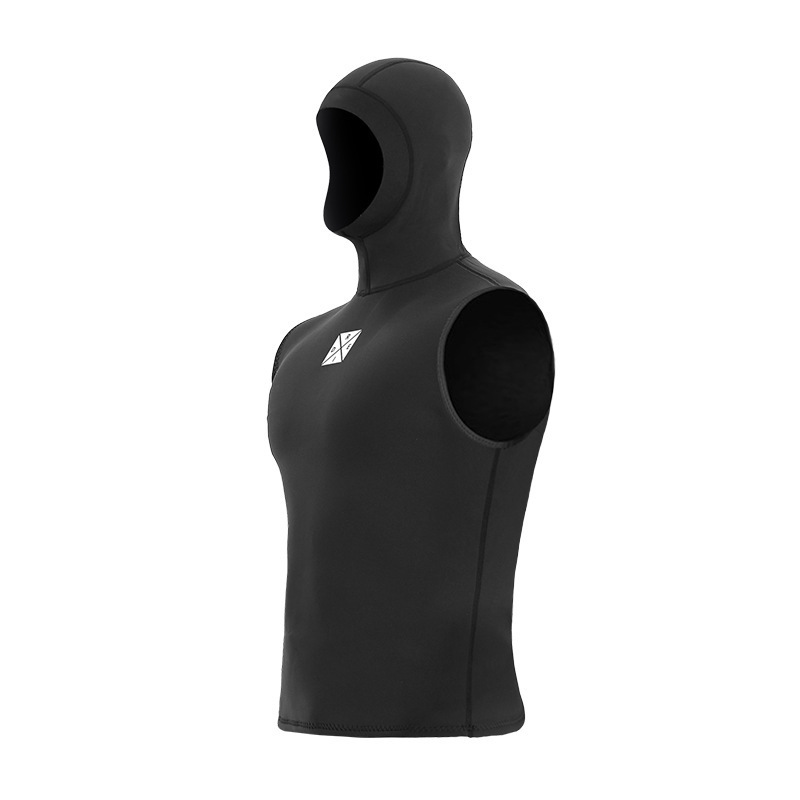 3mm hooded thermal diving vest, sleeveless surfing wetsuit with hood, split-style diving suit, motorboat vest