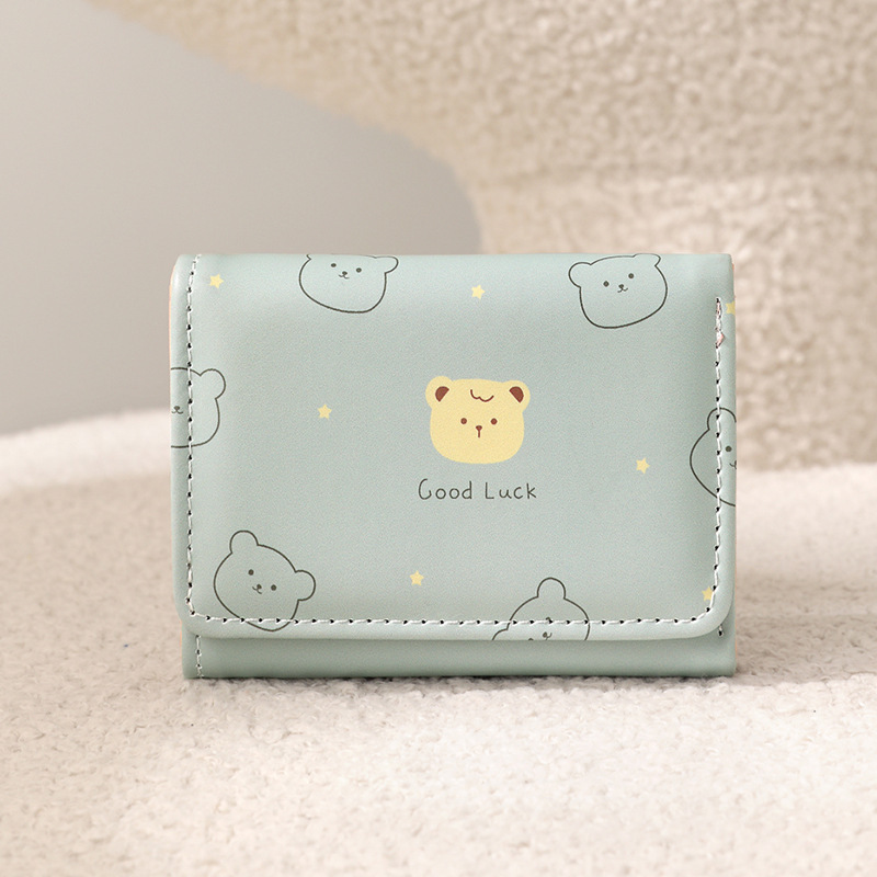 シンプルでかわいい子猫和風レディースバックルコインポジションハンドストラップレディース多機能ショートウォレット財布カードホルダー|undefined