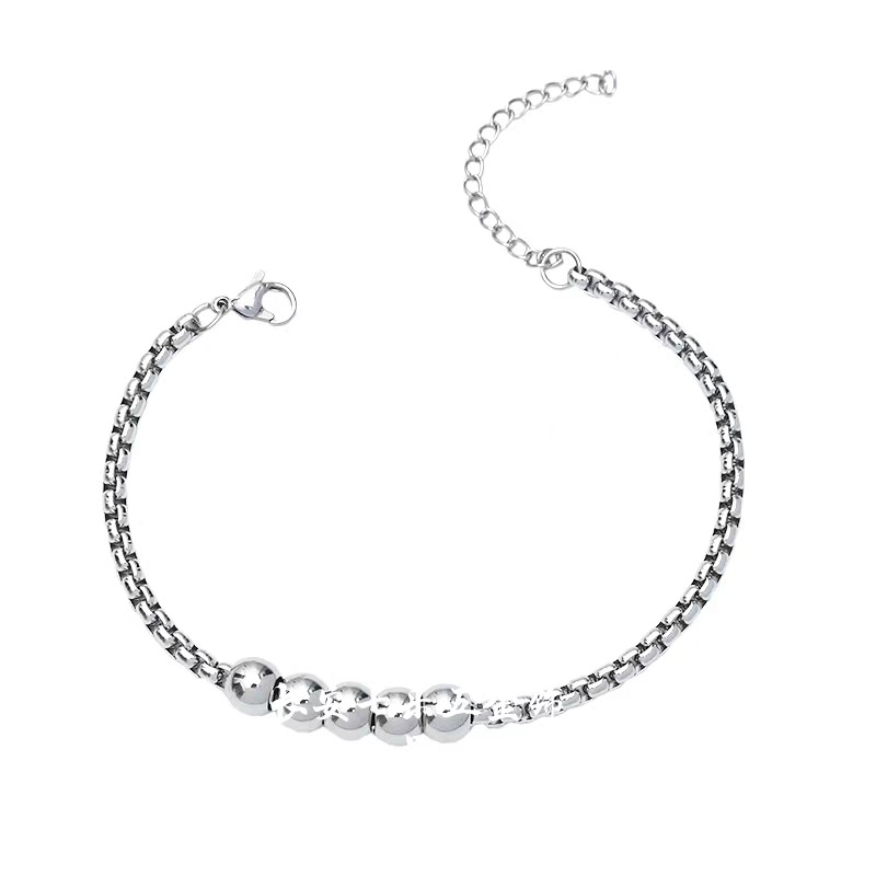 Geometric glossy round beads stainless steel