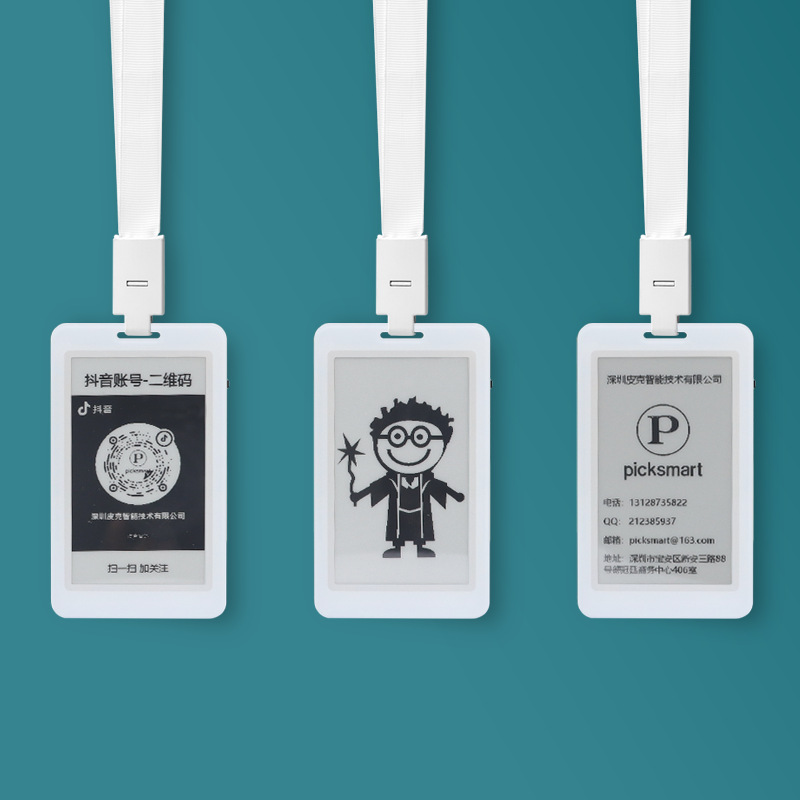 3,7 pulgadas electrónica permiso de trabajo pantalla de tinta botón inteligente Flip estudiante Tarjeta de Identificación Bluetooth etiqueta recargable