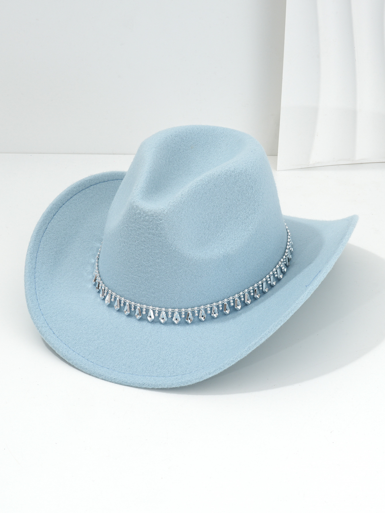 Cappello da cowboy western con strass in feltro morbido jazz_voghion.com
