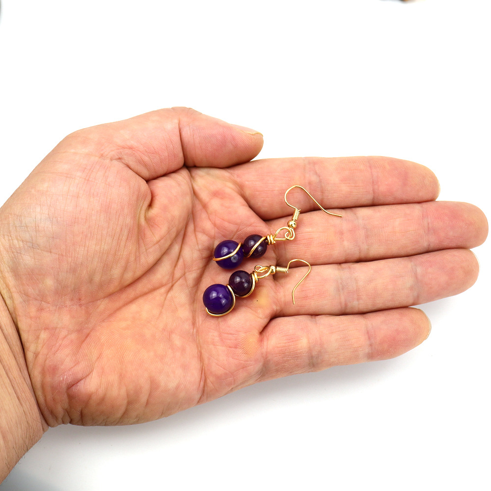 8g Weight Ferroalloy Ear Needle Material Drop Earrings Classification 1 Pair Quantity Holiday, Daily Occasion natural stone, Copper Material Gourd Pattern Women's Gender Beaded Design Casual, Pastoral Style 1 Pair Casual Pastoral Gourd Beaded Natural Stone Copper Drop Earrings 13