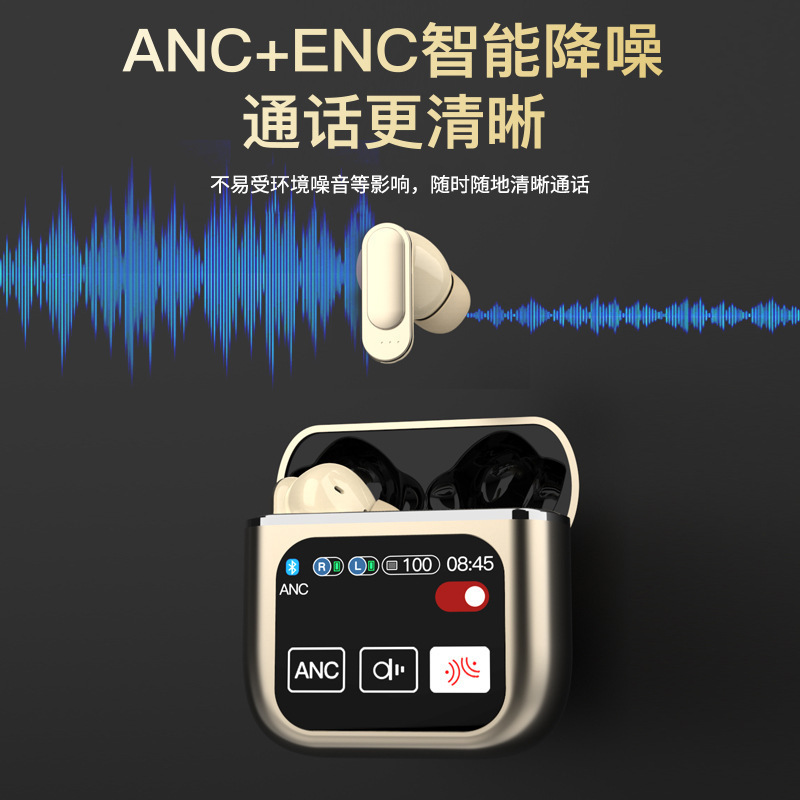 跨境爆款SE60蓝牙耳机双耳带智能屏幕降噪音乐耳机带游戏低延迟