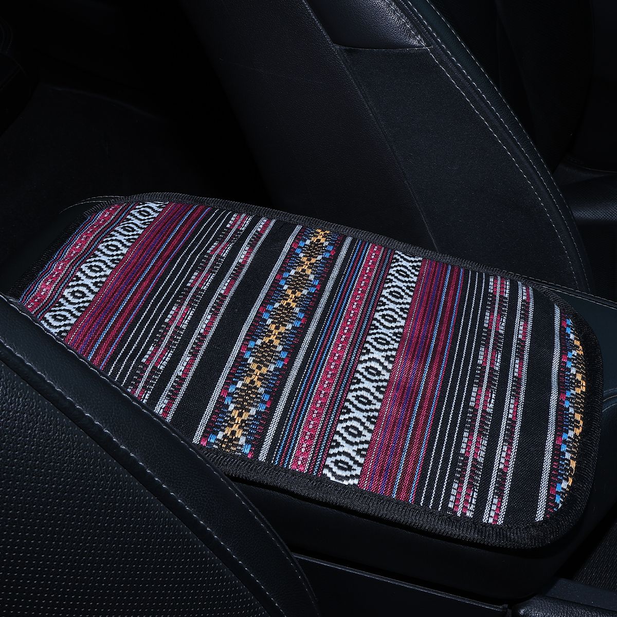 All-season universal armrest box mat, ethnic style fabric, breathable linen, non-slip central armrest box cover, cross-border Amazon