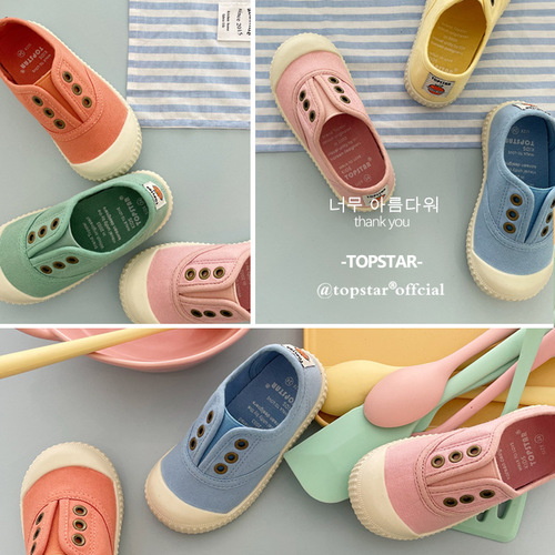 TS slip-on children's shoes children's canvas shoes low-top 2024 spring and autumn boys and girls kindergarten indoor shoes