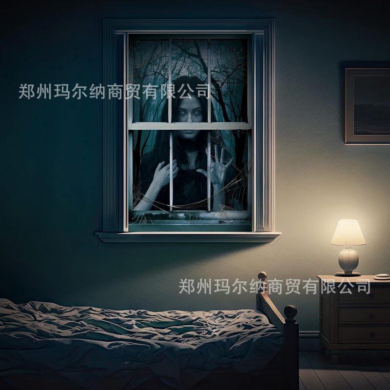 Cross-Border Temu Halloween Curtain Window Shadow Cover Decoration Indoor and Outdoor Halloween Party Wall and Door Decoration Cloth