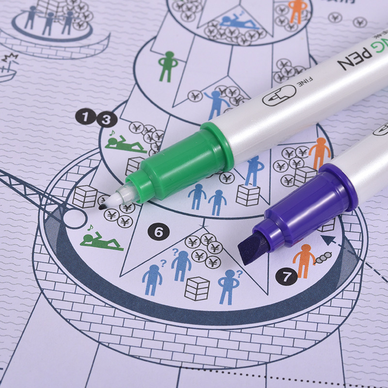 Pincel de pintura a base de agua de doble cabeza, marcador de estudiante, resaltador clave, pintura de graffiti para niños, bolígrafo de cuenta manual al por mayor