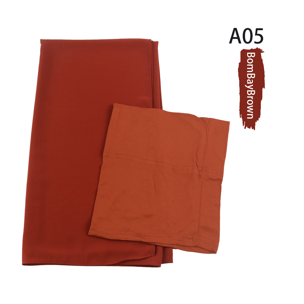 Muslim Women Chiffon HIjab With Matching Under Cap Hijab Headscarf Chiffon Long Shawl With Match Color Jersey Inner Caps