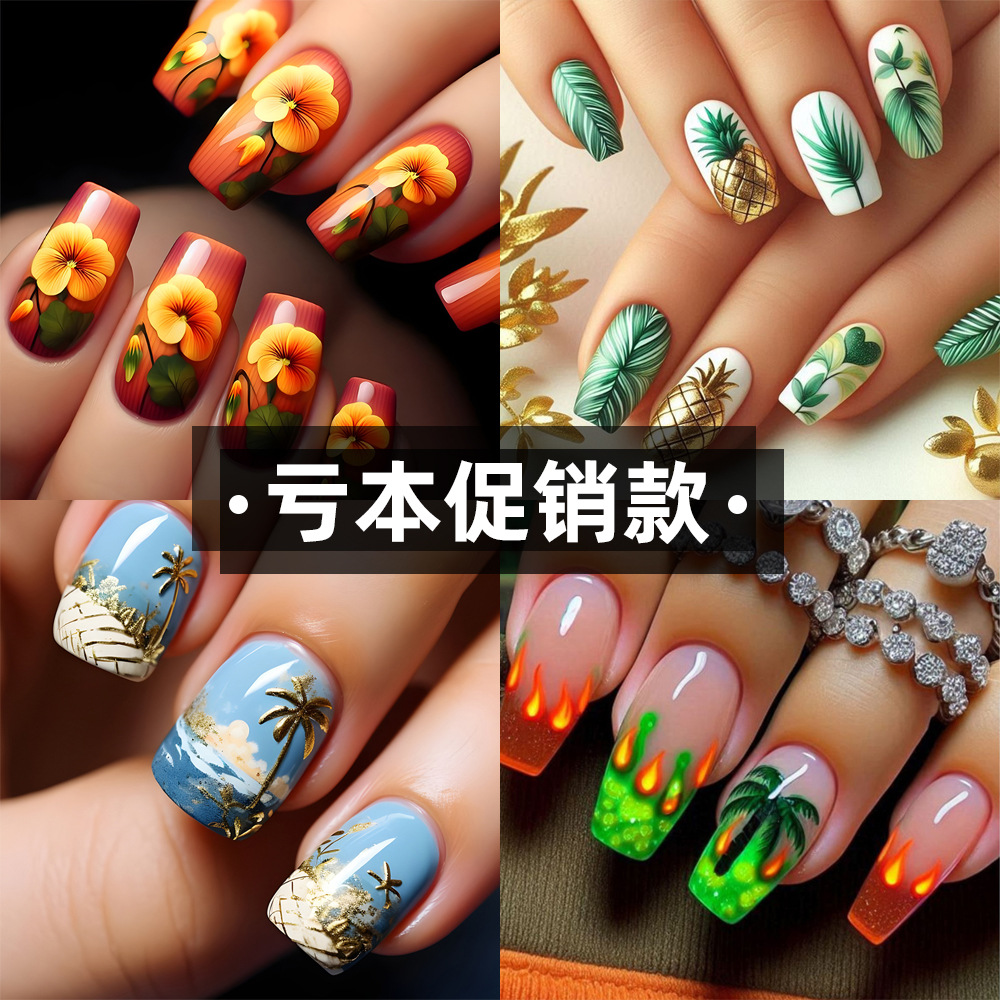 Promoción de tiempo limitado transfronteriza parches de uñas simples chicas calientes parches de uñas falsas al por mayor comercio exterior desgaste parches de uñas