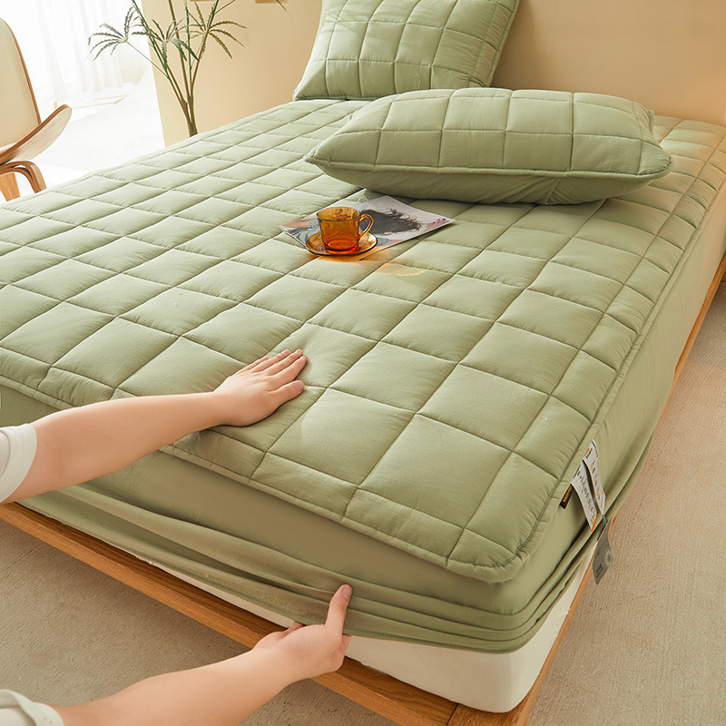 2024 nuevo estilo suave y agradable para la piel de algodón de doble cara cubierta de cama a prueba de polvo cubierta protectora de colchón acolchado con todo incluido cuatro estaciones