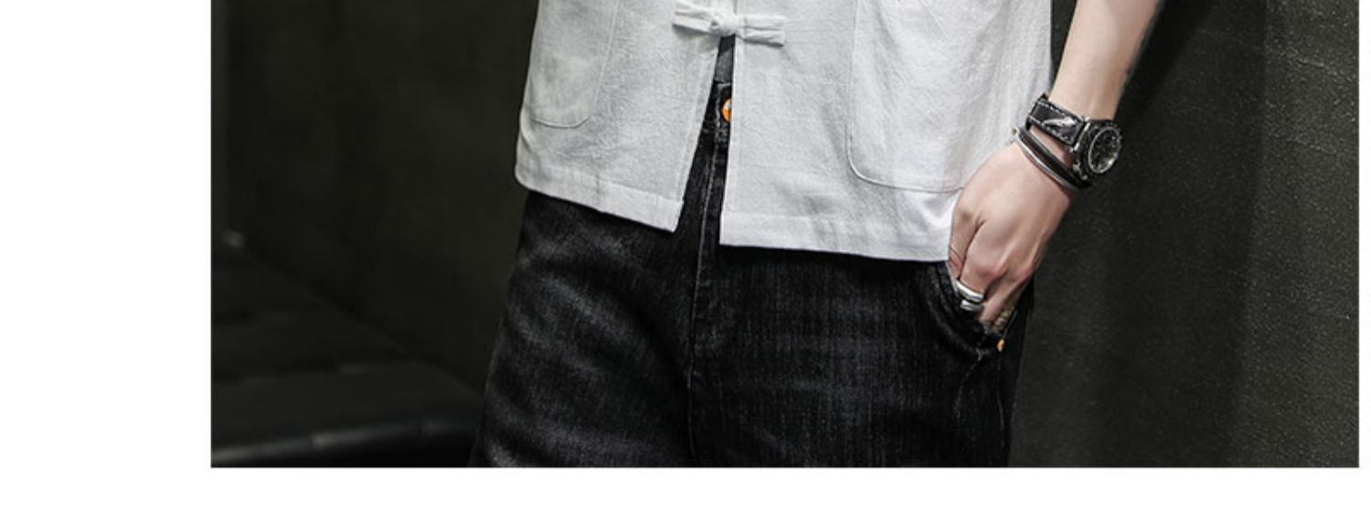 2024 Summer Chinese cotton linen short sleeved men's Tang embroidery Han style loose China-Chic shirt men_autovado.com