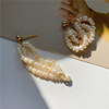 Retro organic earrings from pearl, French retro style