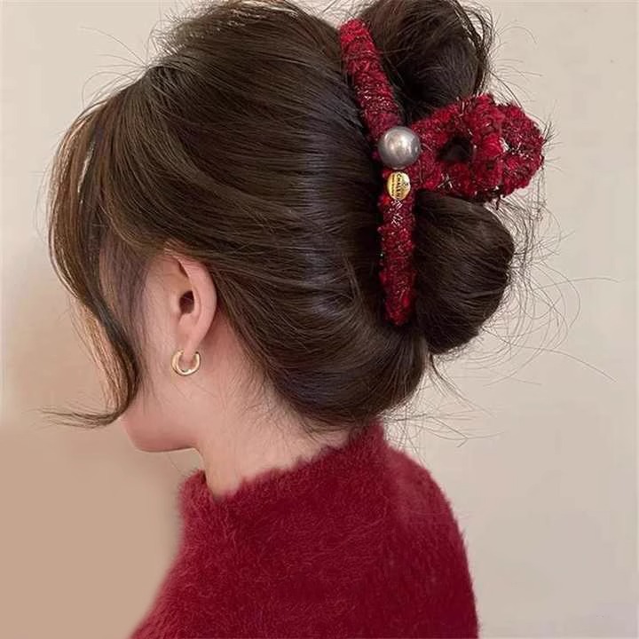 Anchor broche de agarre rojo broche de cabello de mujer temperamento de alta calidad broche de tiburón de tamaño grande después del otoño y el invierno broche de cabello de cabeza