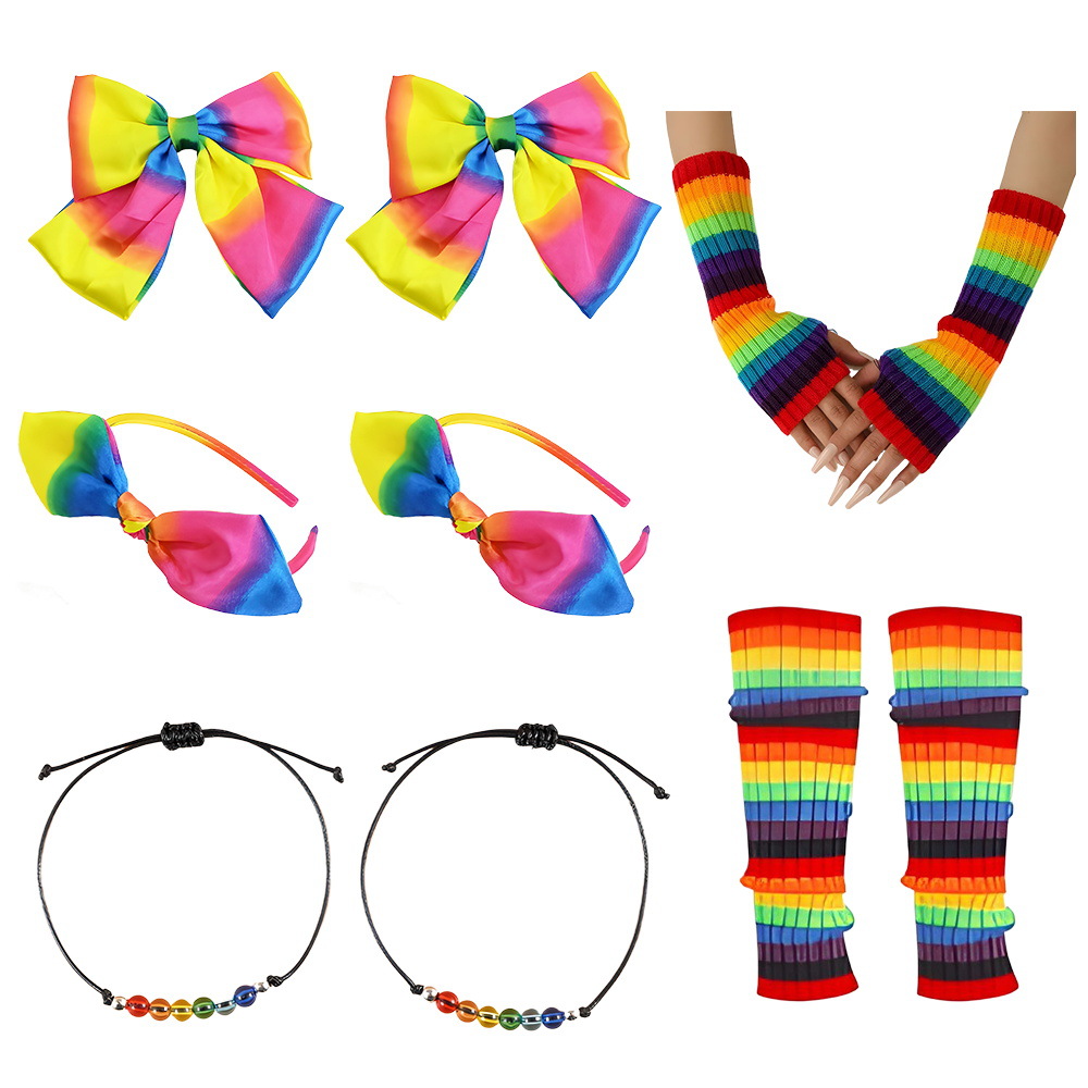 Festival del arco iris pelucas coloridas arco iris bandas de cabello tocado de fiesta disfraz de espectáculo de vestuario accesorios
