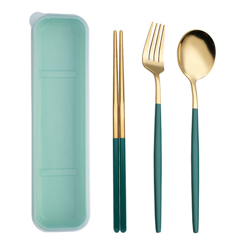 Portable Utensil Box, Best Selling Single Person Student Takeaway Travel Stainless Steel Chopsticks, Spoons, Forks Storage Box