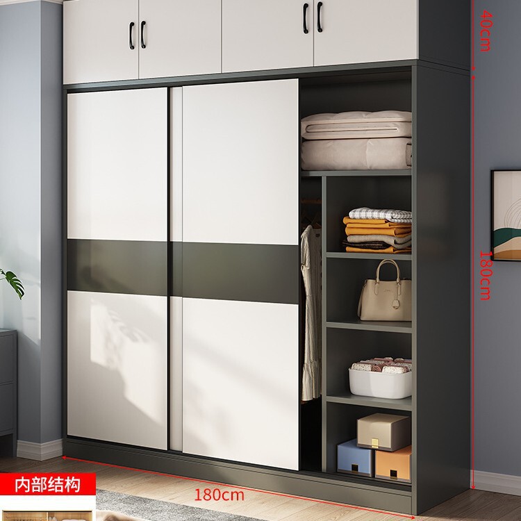推拉门衣柜家用卧室出租房经济型简易柜子结实耐用实木质儿童衣橱|undefined