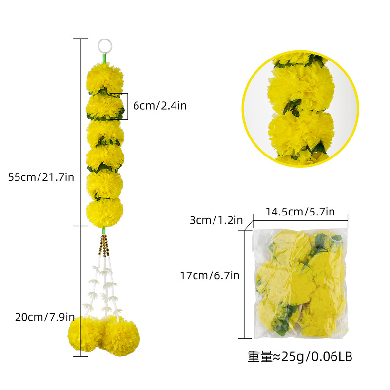 新款短款万寿菊印度婚礼装饰排灯节亡灵节屠妖节用品挂饰|undefined