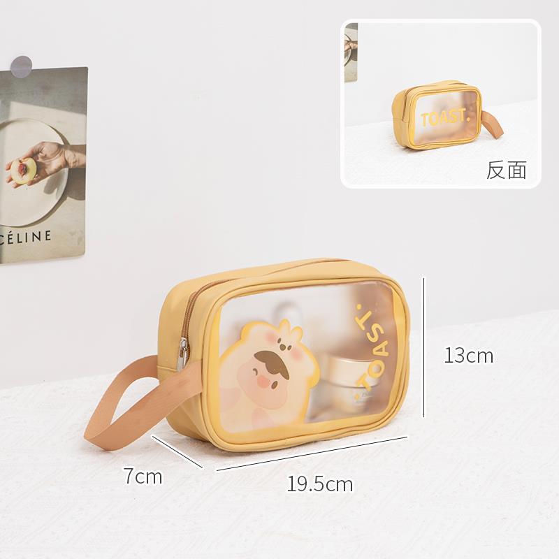 Bolsa de cosméticos de dibujos animados lindo de gran capacidad Pu bolsa de lavado a prueba de agua bolsa de almacenamiento transparente de cosméticos de lavado portátil de viaje