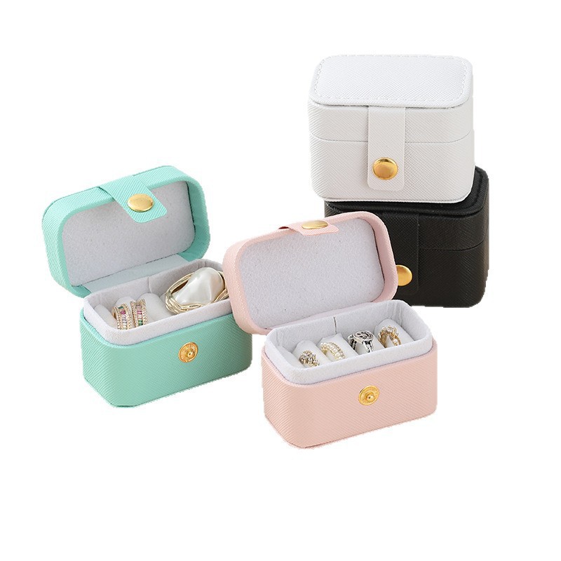 Caja de joyería de lujo ligera de comercio exterior viajes portátiles caja de anillo con cremallera estilo de bolsillo joyería caja de almacenamiento