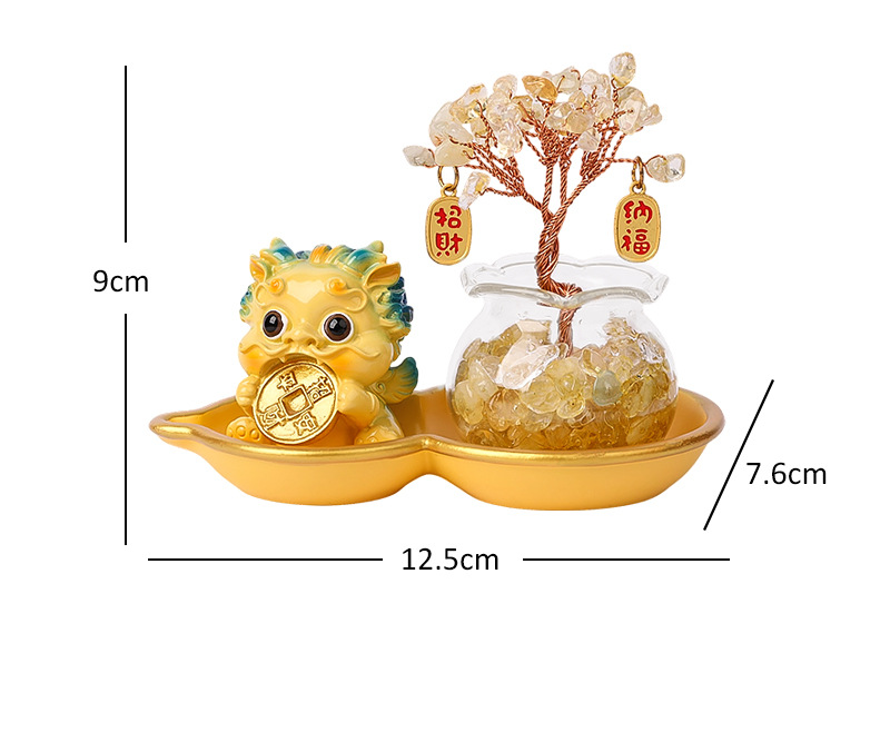 Pixiu Crystal Money Tree Set Car Ornament Creative Home Entryway Desktop Wealth-Attracting Decoration - Dropshipping Available