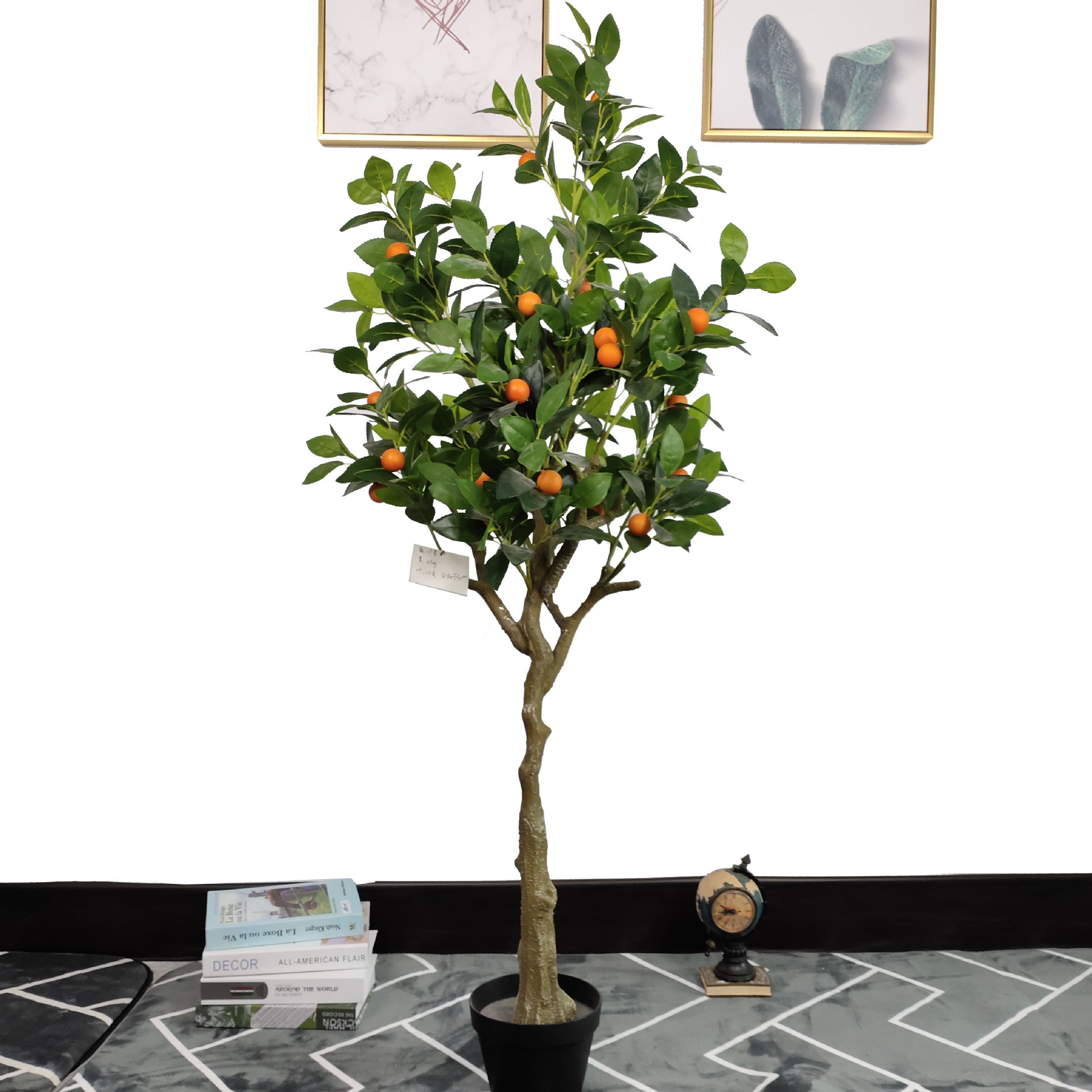 Árbol de naranja artificial Planta de simulación con fruta Árbol de naranja dorado en maceta Estilo nórdico