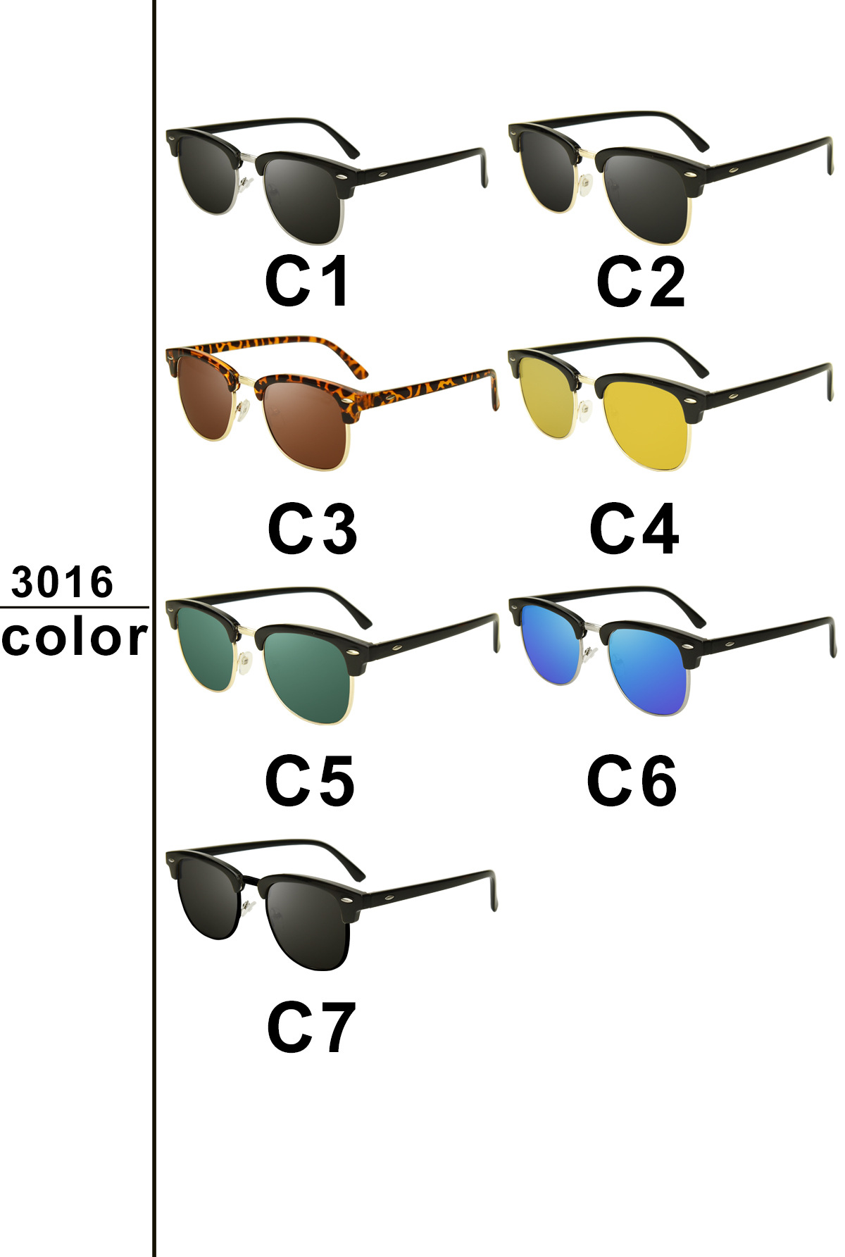 ملابس الشارع اللون الصامد تاك إطار بيضاوي اطار كامل الرجال النظارات الشمسية display picture 6