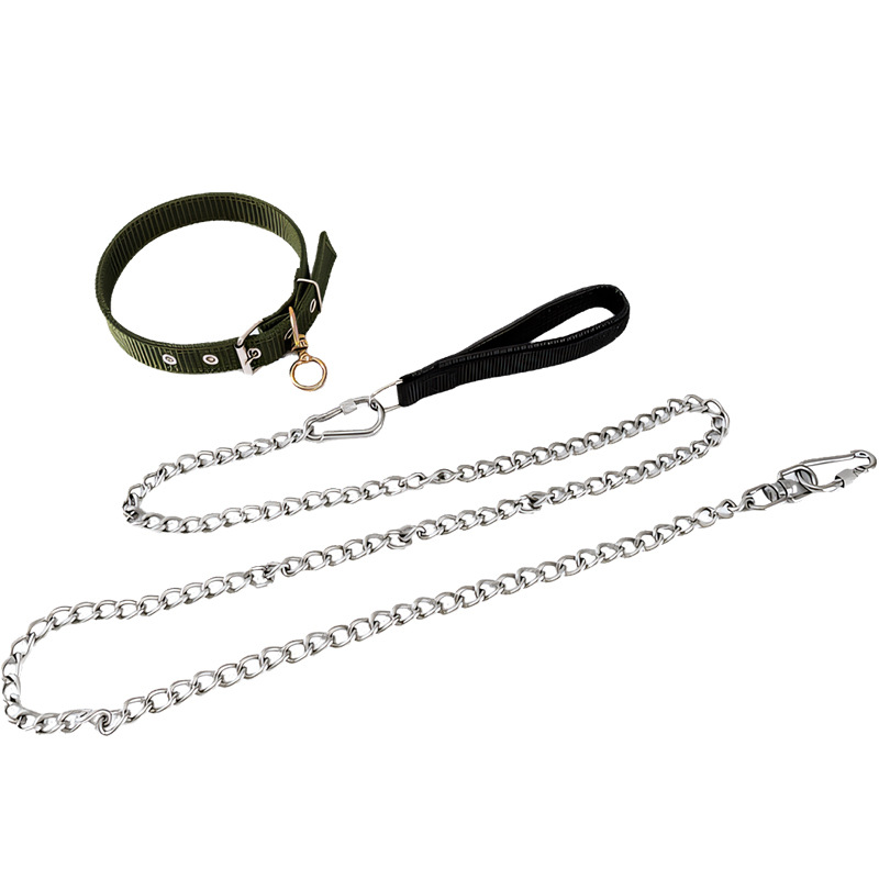Cuerda de tracción de cadena de perro de acero inoxidable, collar, cadena de hierro, anti-mordedura, larga y antioxidante, cadena de perro, cuerda de tracción de salida de perro