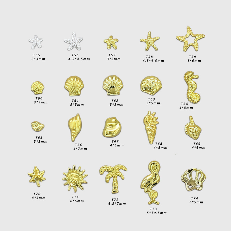Kilogram Metal Ocean Style Nails Starfish Decoration Gold and Silver Wearable Nails DIY Shell Accessories Nail Art Accessories