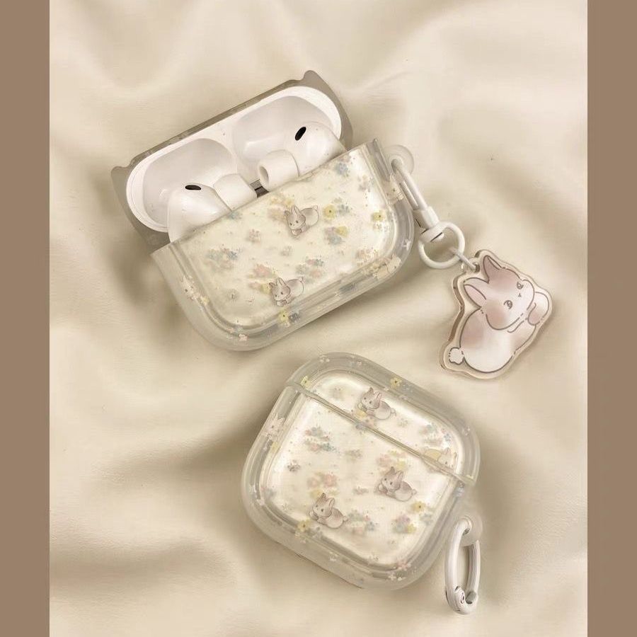 Conejo de flores crumbles para airpods 4 generación de cubierta de auriculares airpodspro 2 generación 3 generación de cubierta Bluetooth
