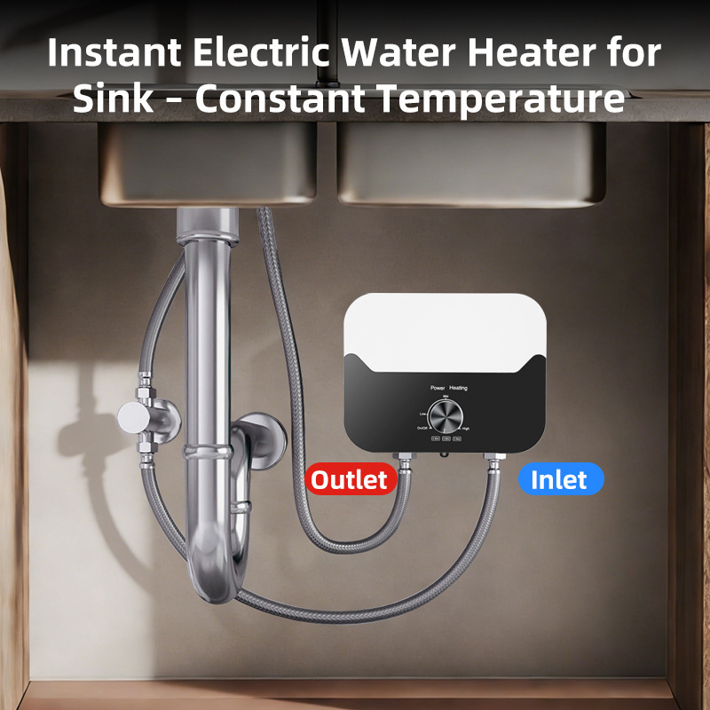 Exported Foreign Trade Instant Heating Small Kitchen Water Heater, Compact Electric Water Heater, Fast Heating, No Water Storage Needed, for Washing Hands, Vegetables, and Constant Temperature Showering