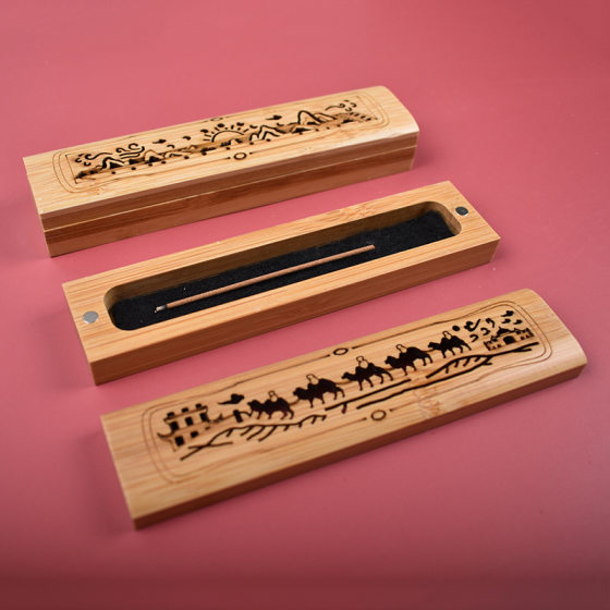 Bamboo incense box sandalwood agarwood incense burner short travel portable incense box home study incense burner