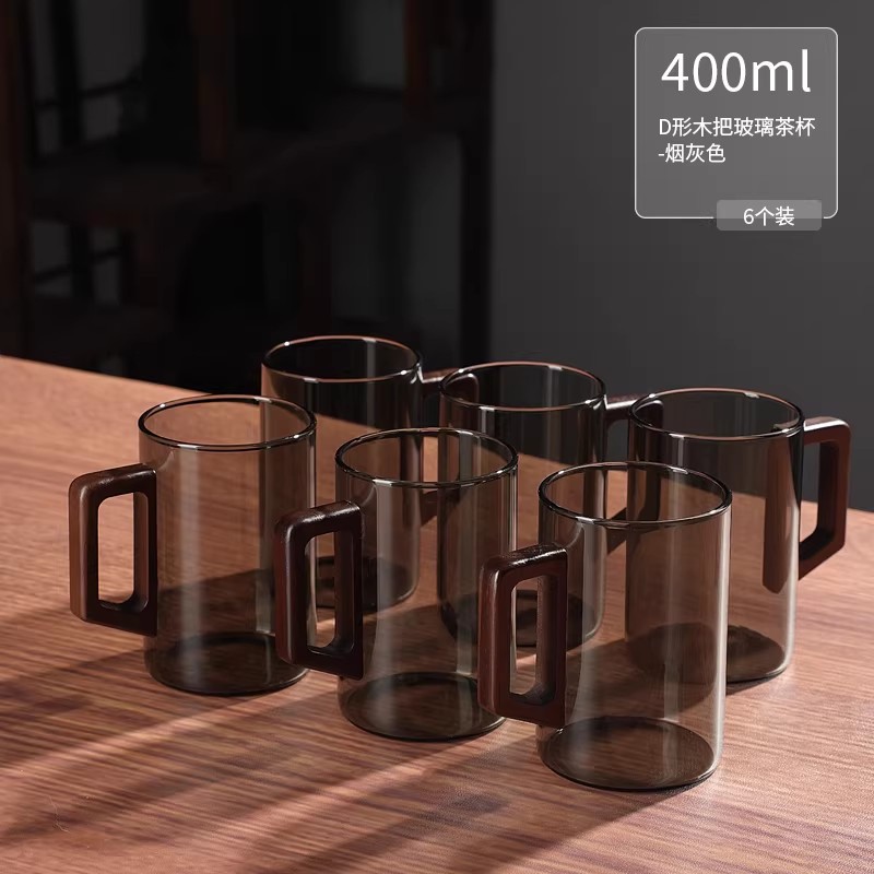 Taza de Té de Vidrio con Mango de Nogal, Resistente a Altas Temperaturas, para Hogar y Oficina image 13