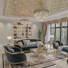 法式轻奢宫廷公主风雕花三人布艺贵妃沙发新古典客厅实木茶几组合