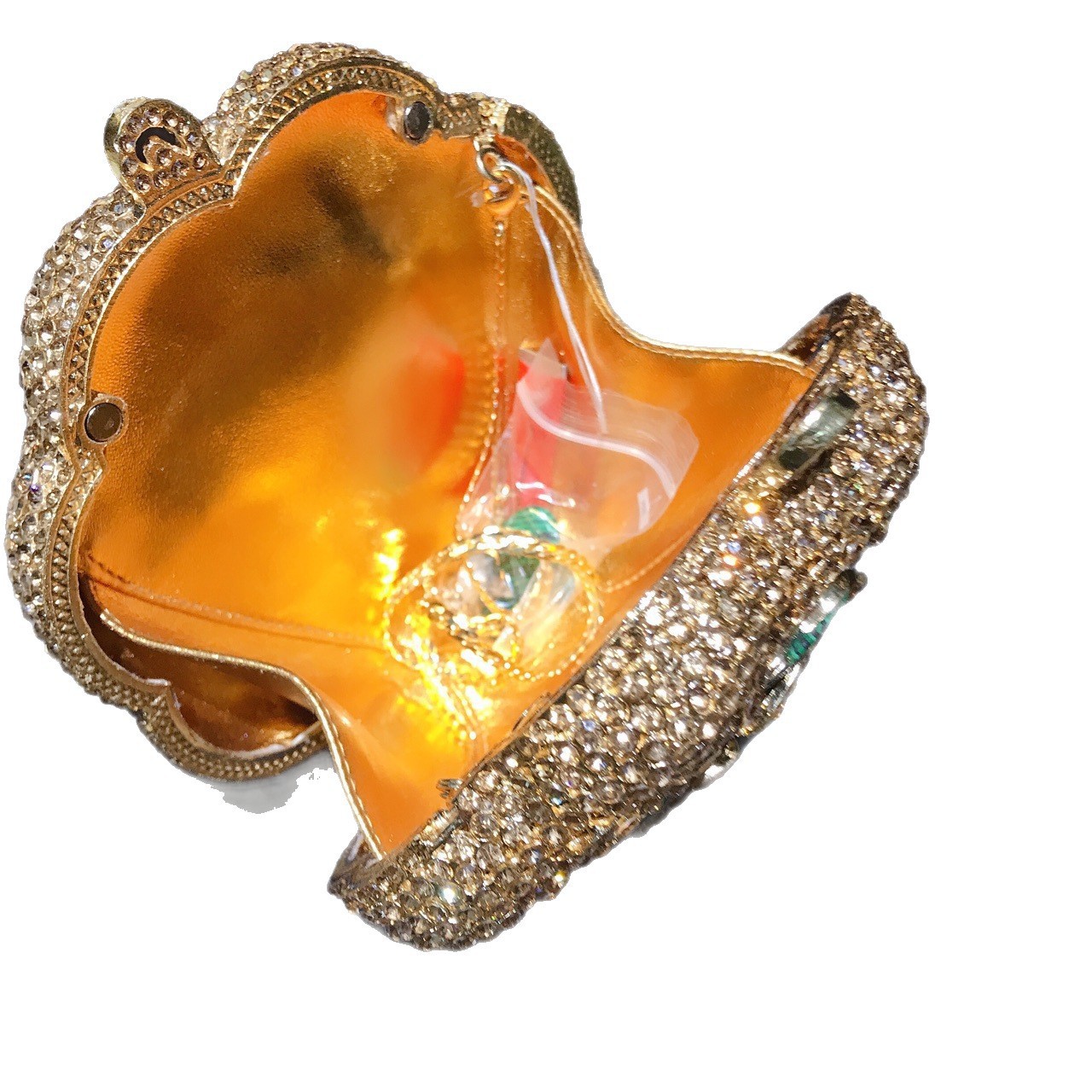 Bolsa de banquete europea y americana hueca con diamantes flor tridimensional petal de mármol bolsa de cristal de mano bolsa de mujer