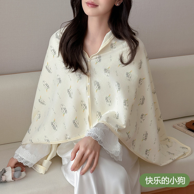 婧麒纯棉月子披肩长款产后秋斗篷防风孕妇哺乳护肩颈椎坎肩空调房|undefined