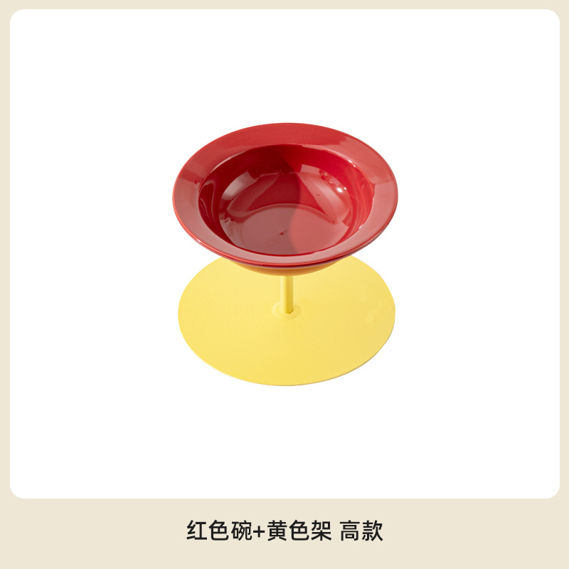 Cerámica creativa de pies altos de gran calibre de alto valor facial para mascotas y gatos cuello protector de columna cervical anti-derrumbe tazón de agua de grano