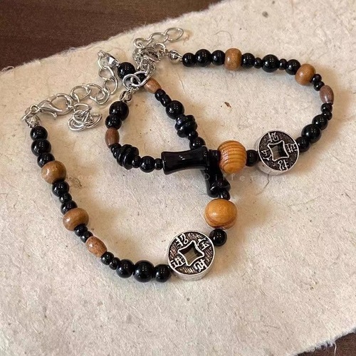 Modern Chinese lucky coin pendant bracelet for women, unique design fashion brand, personalized ancient-style hand accessory