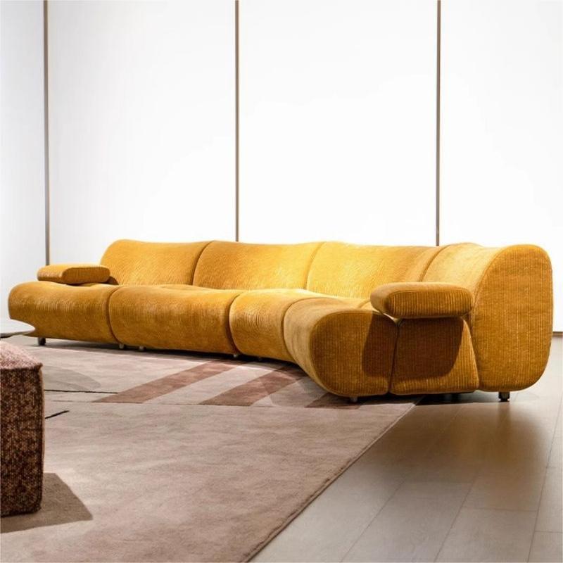 Sofá de bambú minimalista italiano sala de estar tela de viento crema nueva creatividad de gran casa módulo combinado sofá curvo