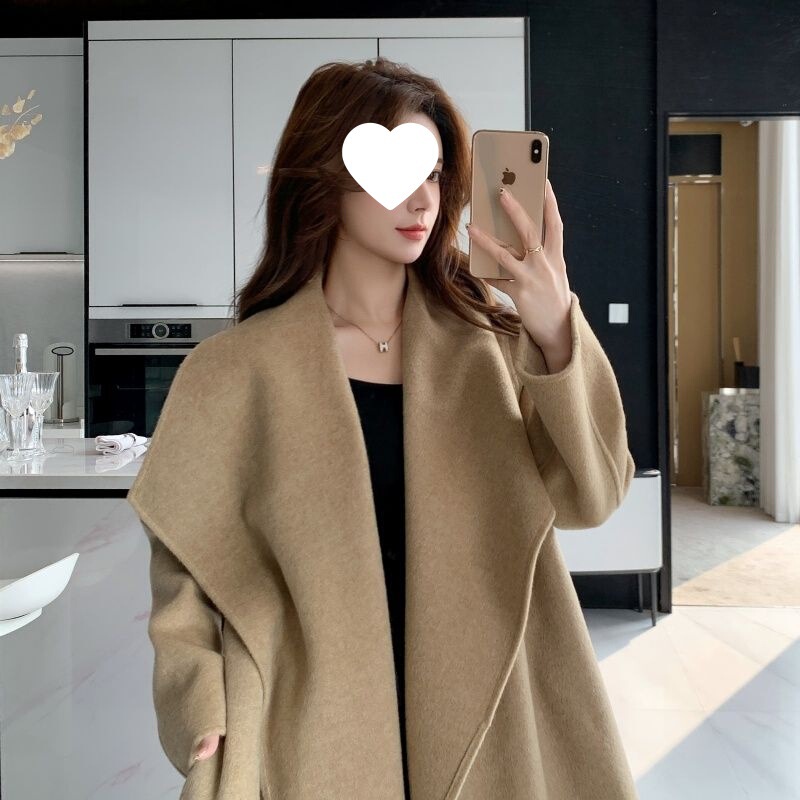 Tall Double-Sided Wool Coat for Women, Extended Version, New Winter Korean Style Loose Mid-Length Woolen Coat Tall Double-Sided Wool Coat for Women, Extended Version, New Winter Korean Style Loose Mid-Length Woolen Coat
