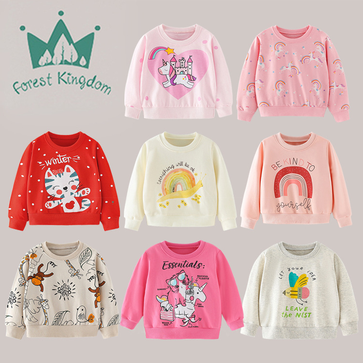Girls' sweatshirt, autumn style, long-sleeved, children's top, outerwear, children's clothing, dropshipping available.