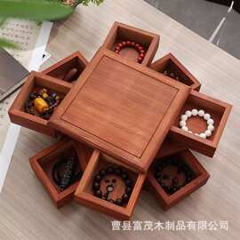 木质小吃盒客厅可旋转机关盒待客水果零食拼盘坚果盒新年糖果盒